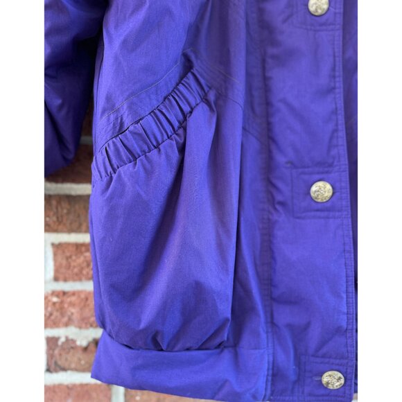 Vintage PAO Purple Puffer Coat M Gold Buttons - Picture 8 of 11